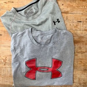 TWO Under Armor Men’s T-Shirts, Size Medium